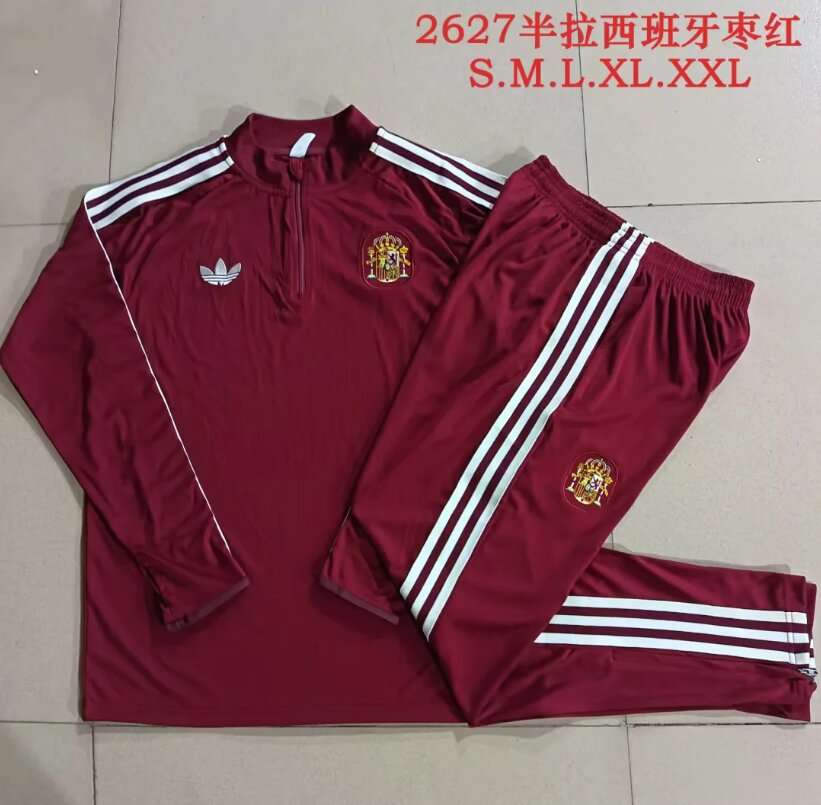 AAA Quality Spain 26/27 Tracksuit - Dark Red/White